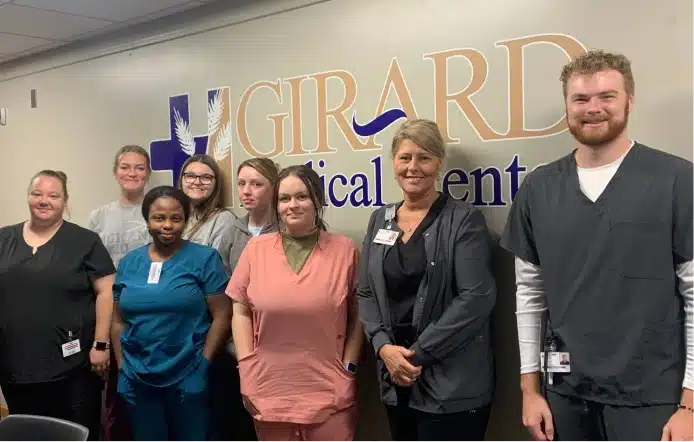 Girard Medical Center staff group photo in the lobby