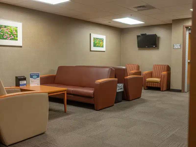 Patient waiting area with seating at Girard Medical Center